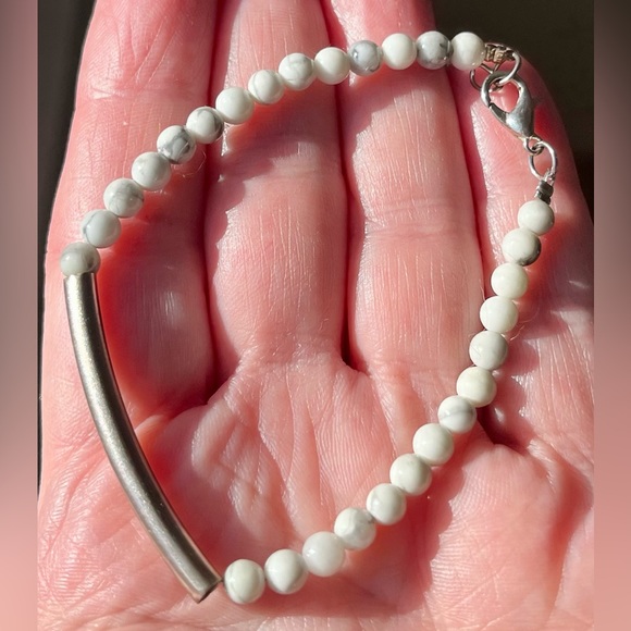 Gemstone silver tone bar bracelet size 7 jewelry - Picture 3 of 16